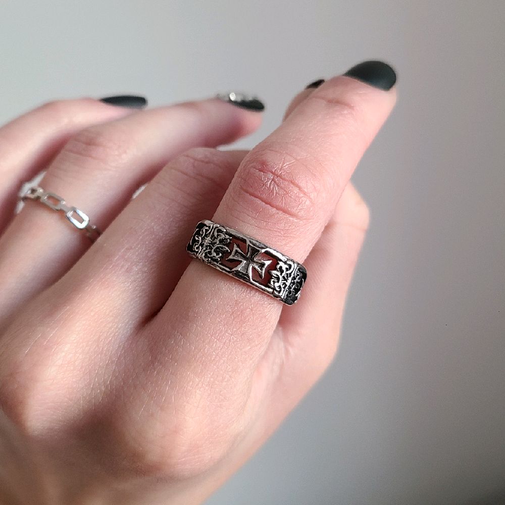 Silver Maltese Cross Ring - Adjustable Size