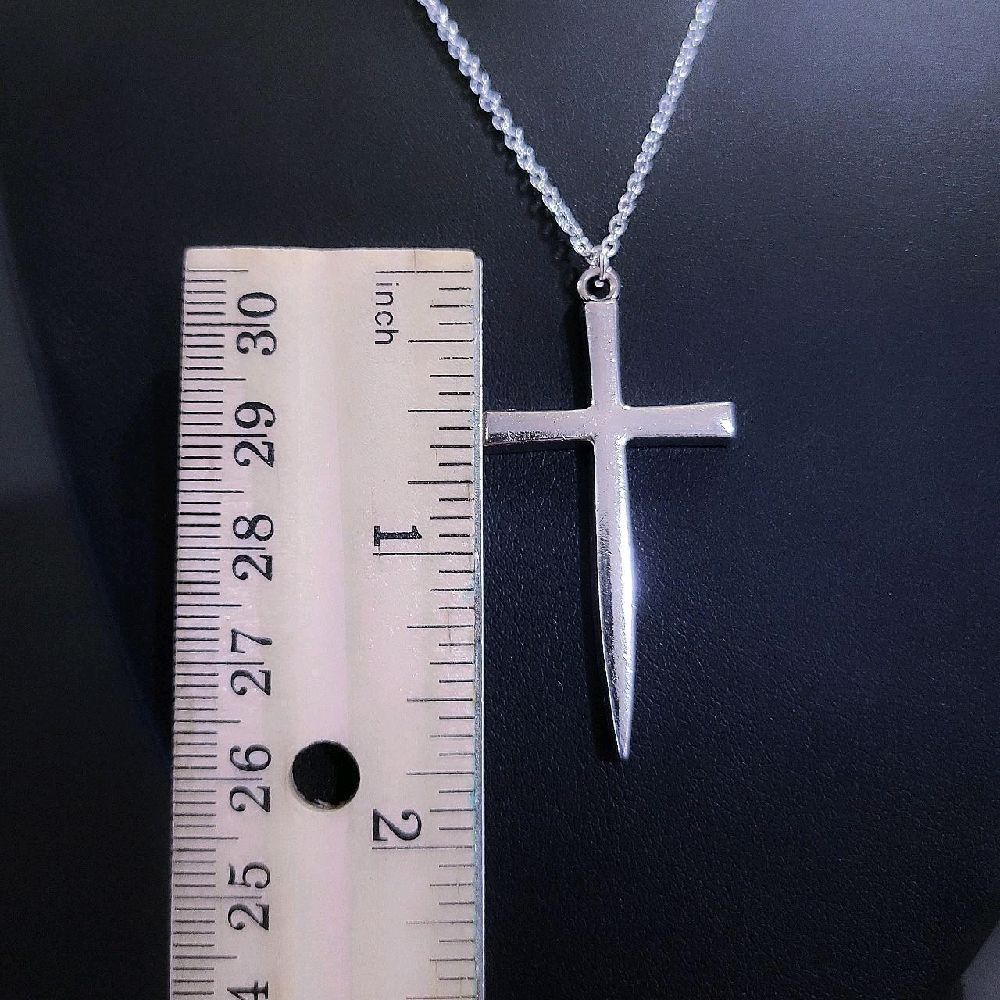 18" Silver Sword Cross Necklace