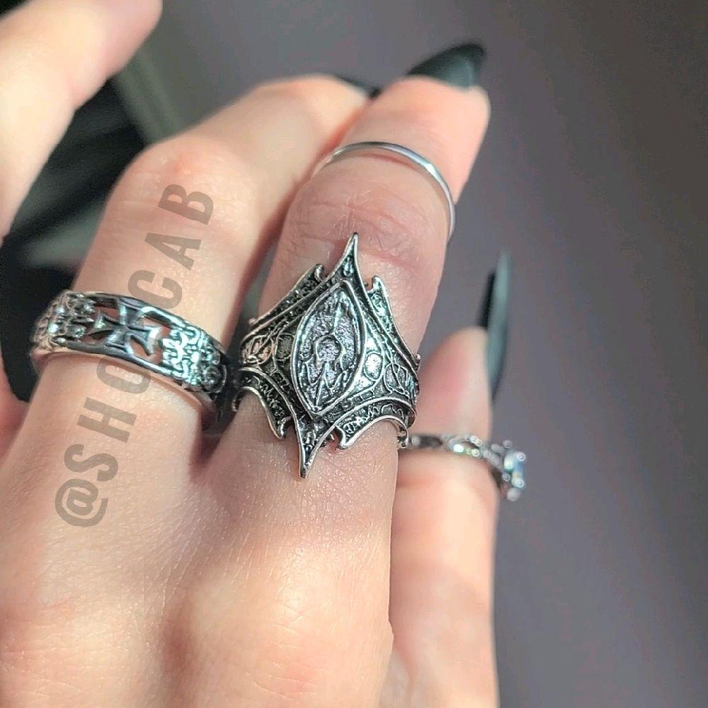 Silver Gothic Statement Ring - Adjustable Size