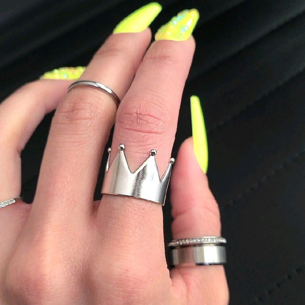 Silver Crown Ring - Stainless Steel (Adjustable)