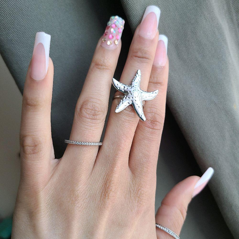 Silver Starfish Statement Ring - Stainless Steel