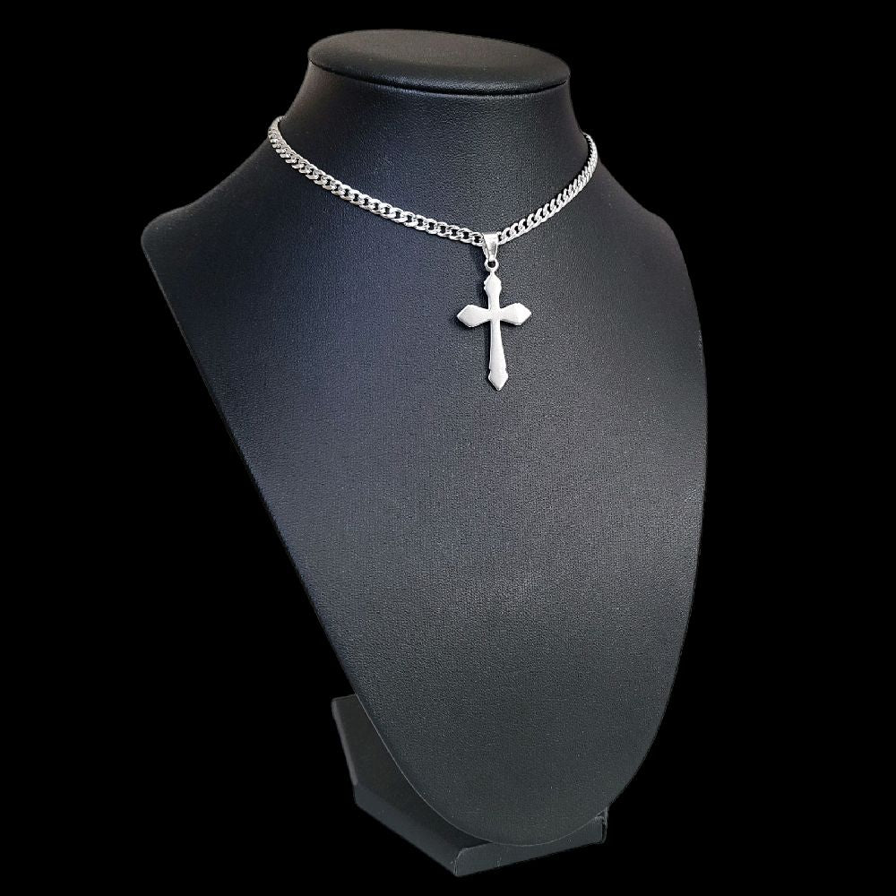 Stainless Steel Cross Pendant Choker Necklace