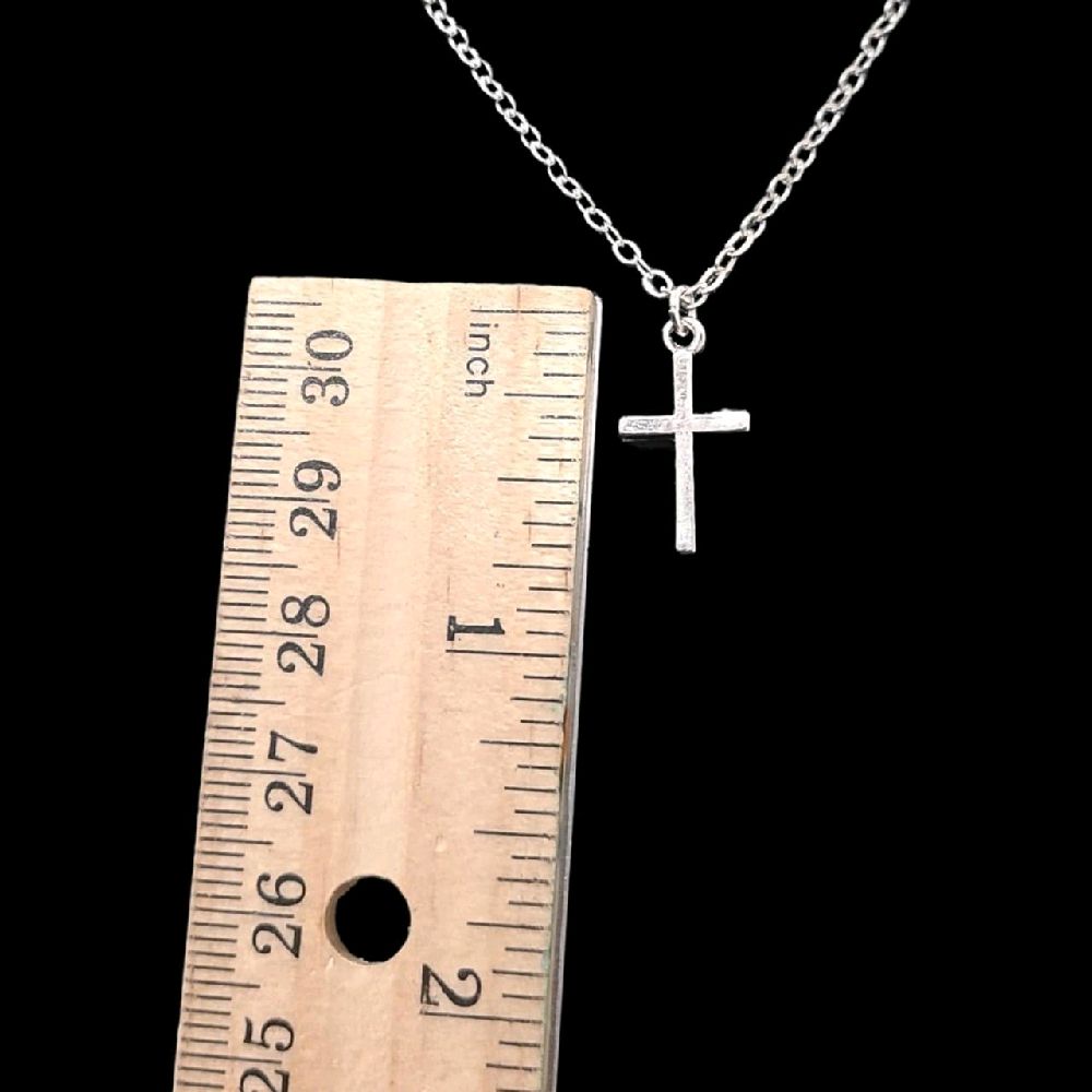 16" Silver Cross Pendant Necklace - 0001