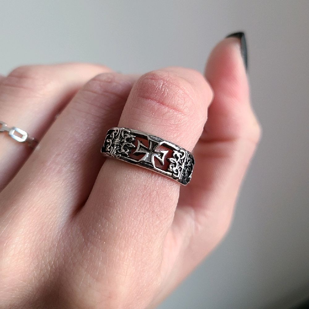 Silver Maltese Cross Ring - Adjustable Size