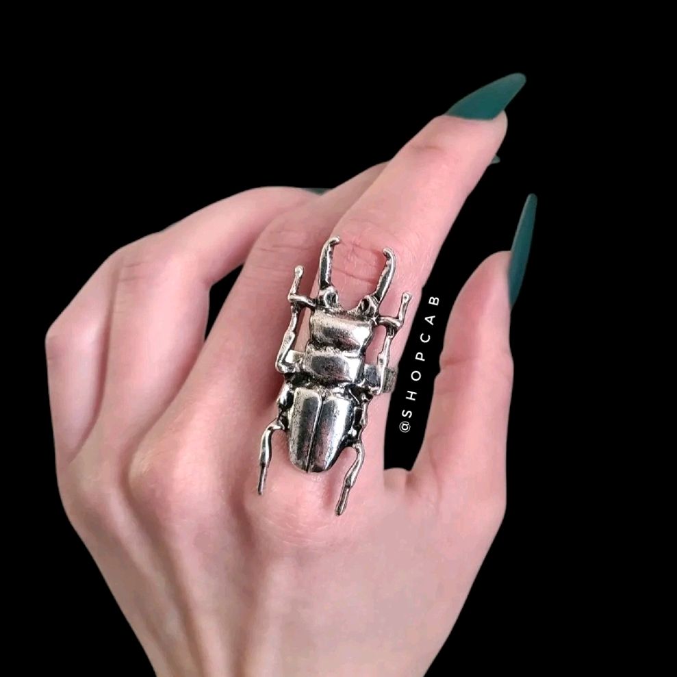Silver Beetle Insect Ring (Adjustable Size)