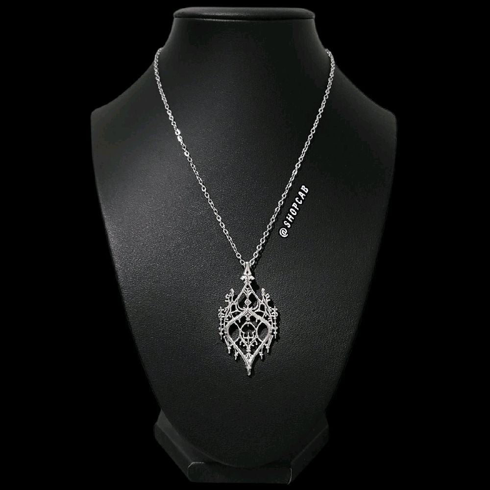 18-Inch Gothic Chandelier Pendant Necklace - Silvee