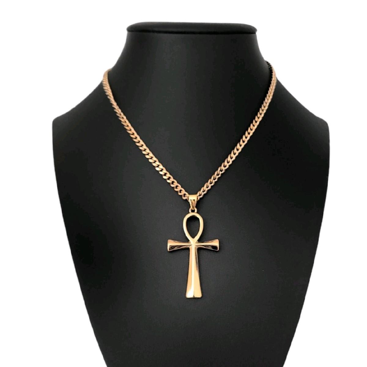 Gold Ankh Pendant Necklace - Stainless Steel