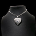 Silver Heart Lockett Pendant Choker Necklace - Stainless Steel