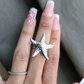 Silver Starfish Statement Ring - Stainless Steel
