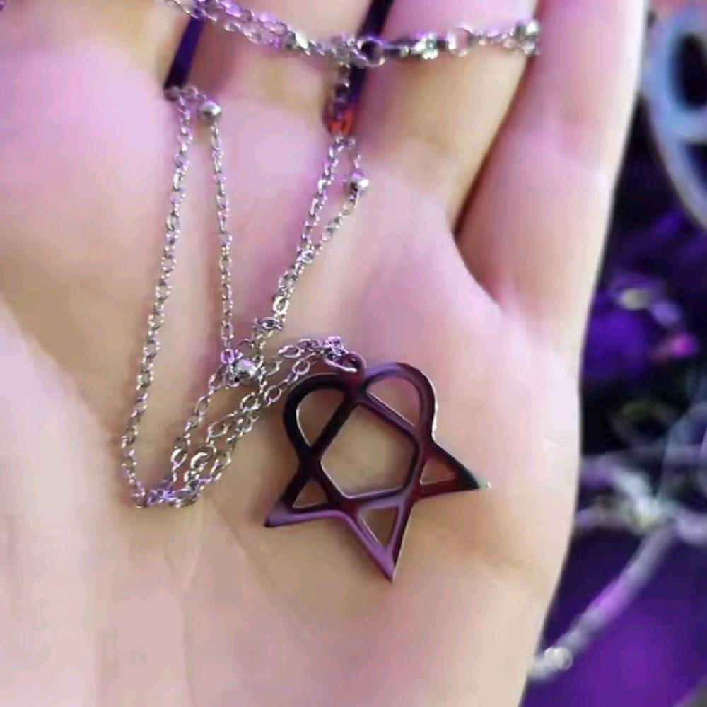 16" Stainless Steel Heartagram Pendant Necklace