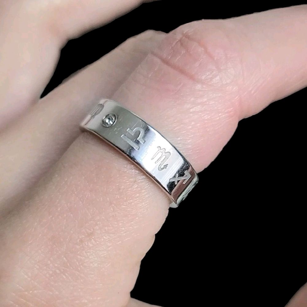 Stainless Steel Zodiac Symbol Ring - Silver