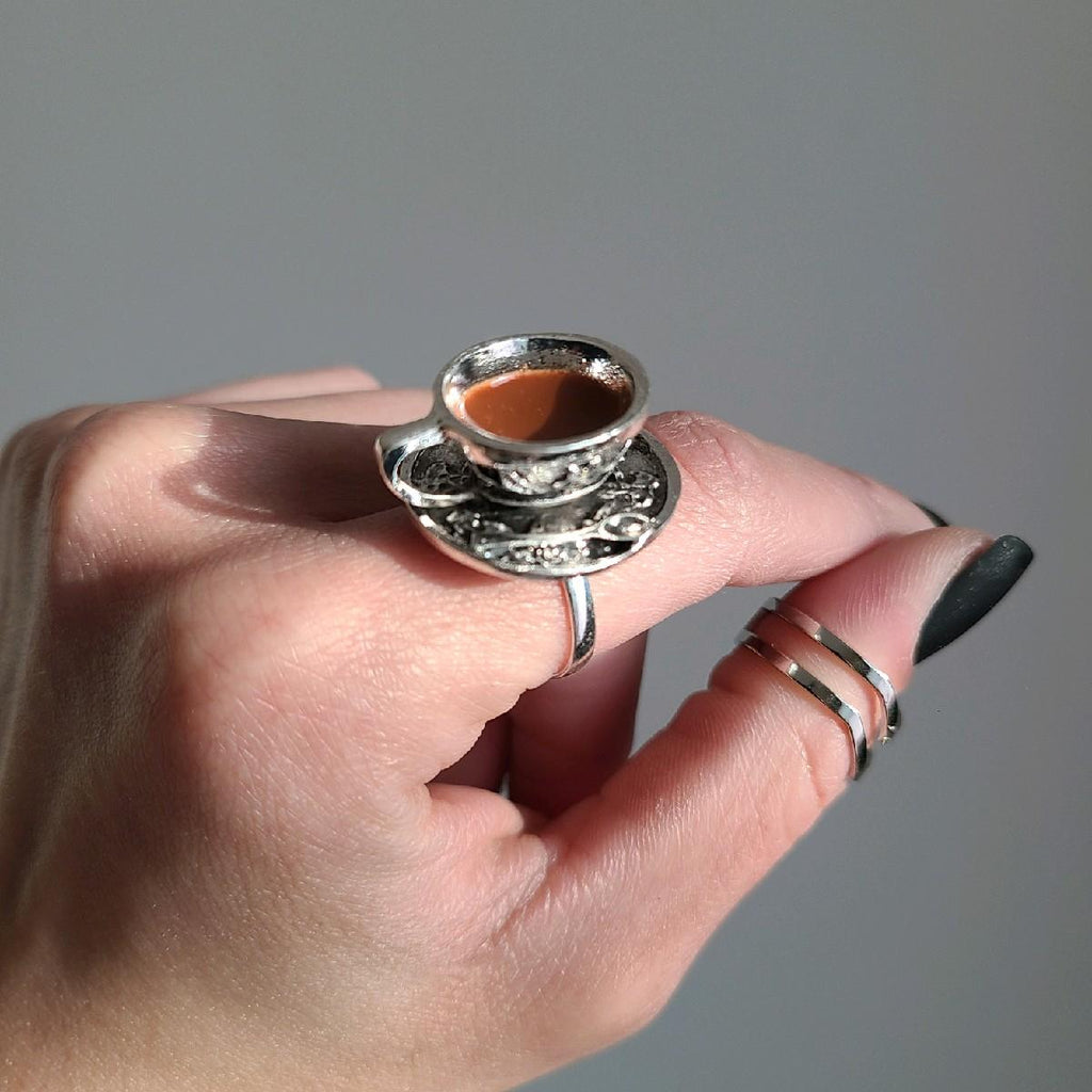 Silver Teacup Cocktail Ring - Adjustable Size