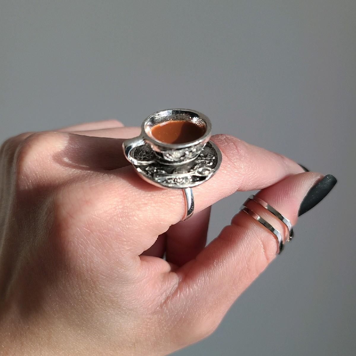Silver Teacup Cocktail Ring - Adjustable Size