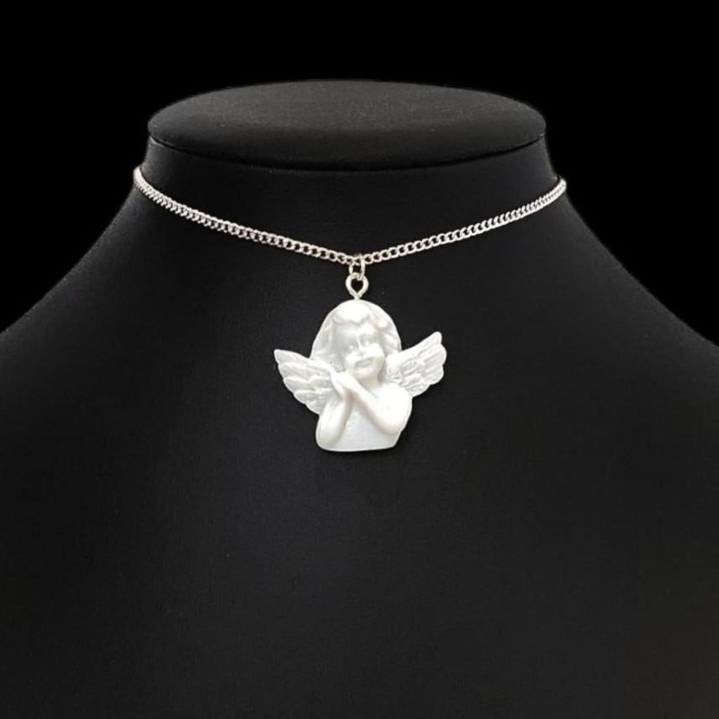 Cherub Angel Sculpture Necklace - Gold or Silver