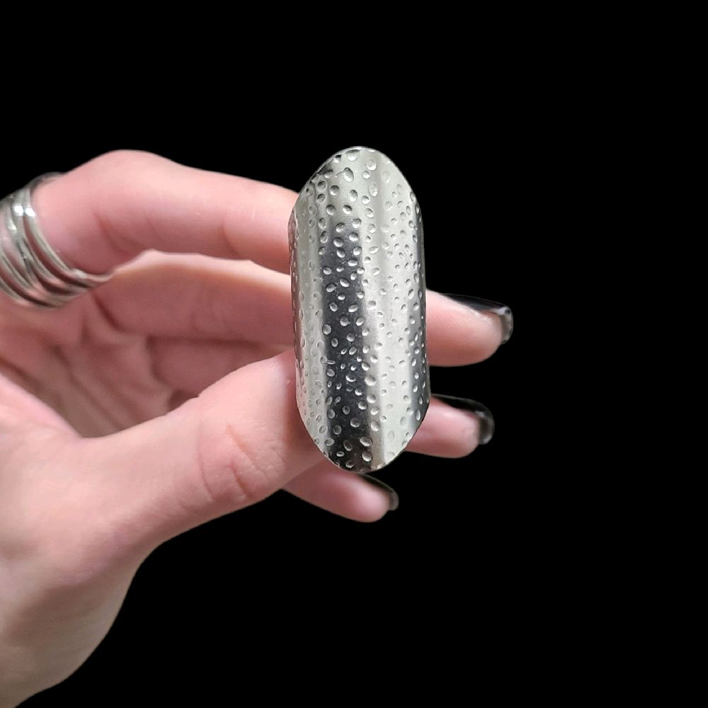 Hammered Full Finger Ring - Stainless Steel chunky jewelry