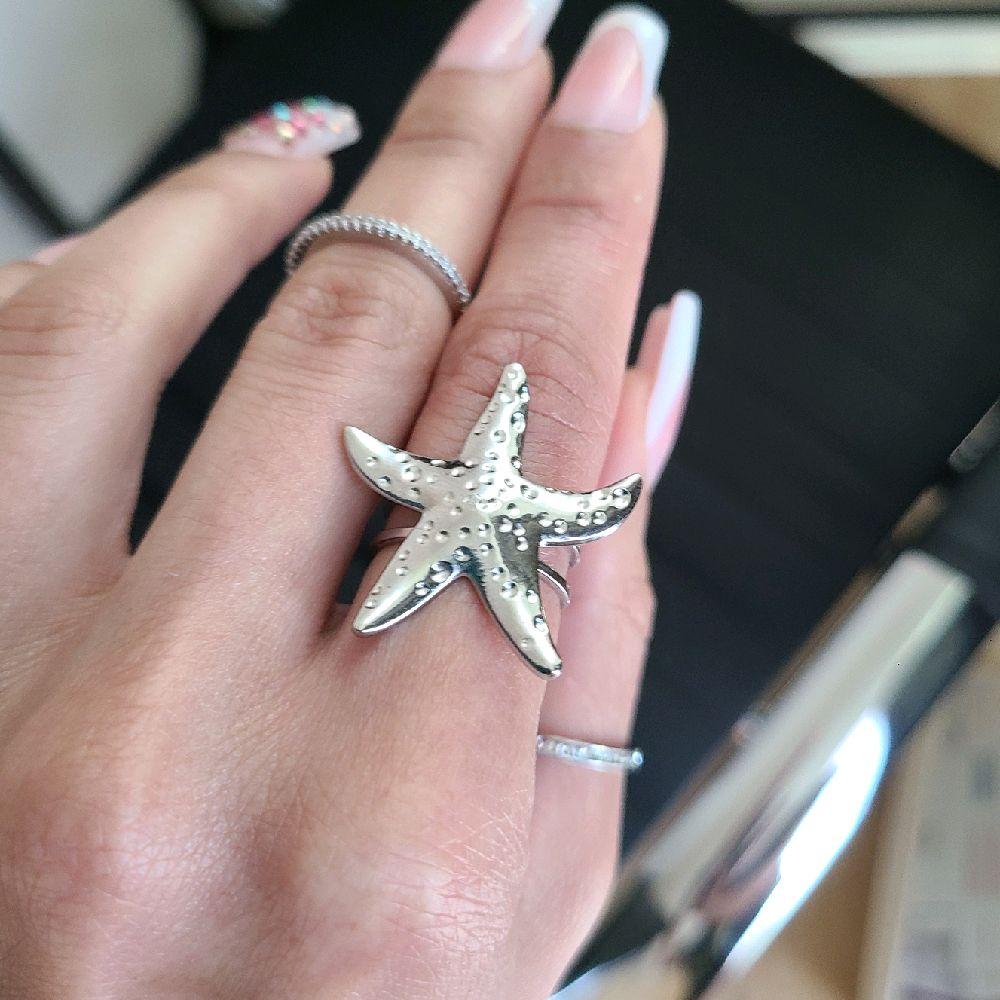 Silver Starfish Statement Ring - Stainless Steel