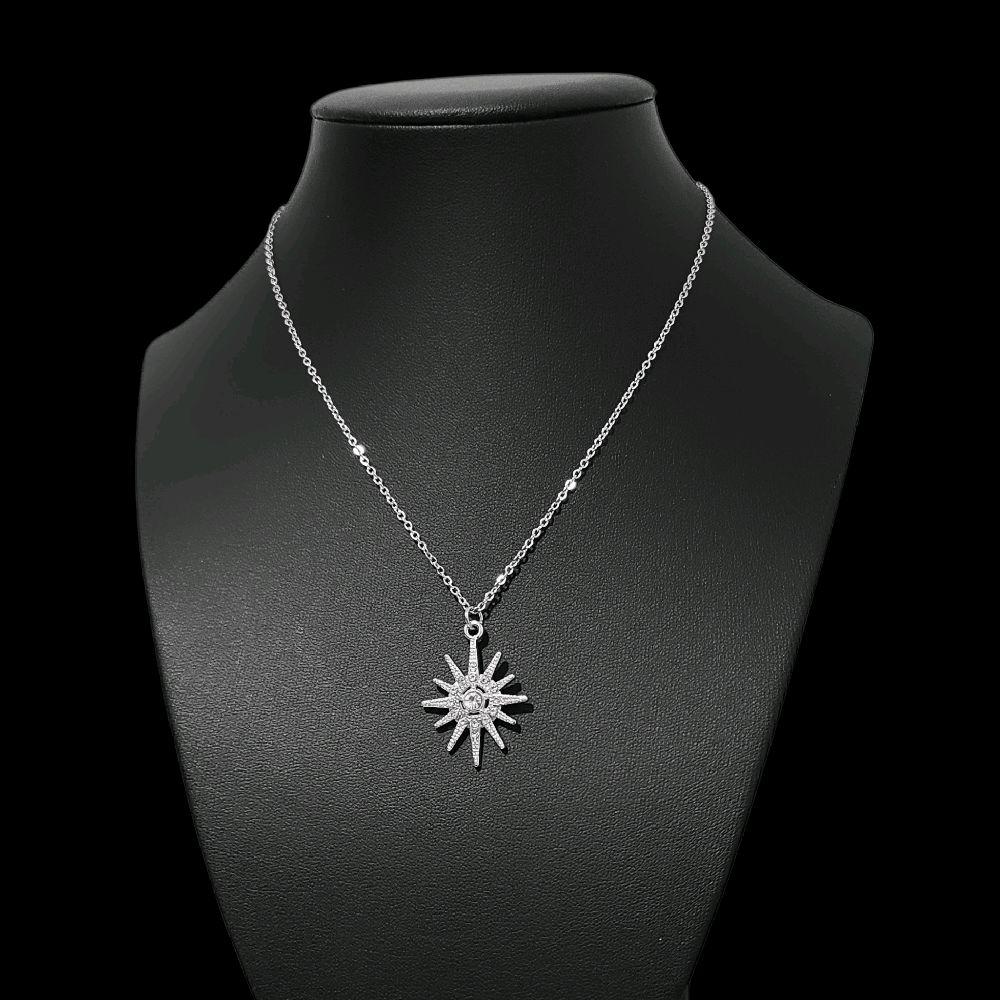 Crystal Silver Starburst Necklace