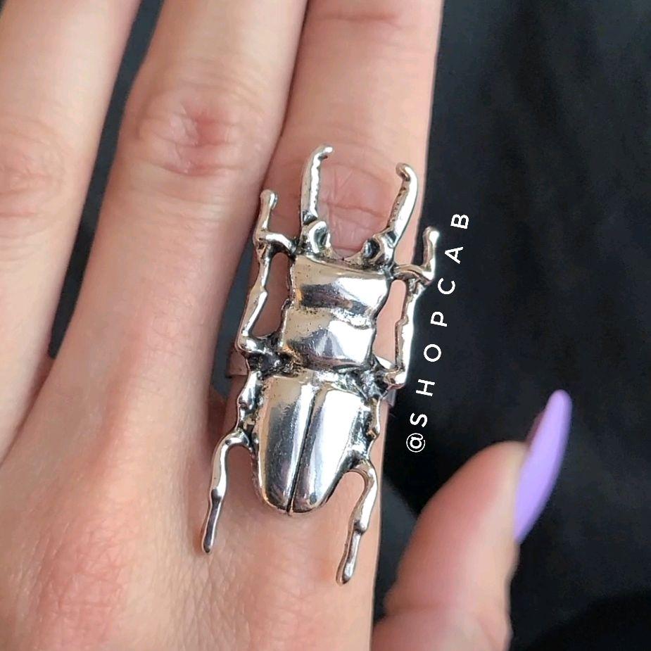 Silver Beetle Insect Ring (Adjustable Size)