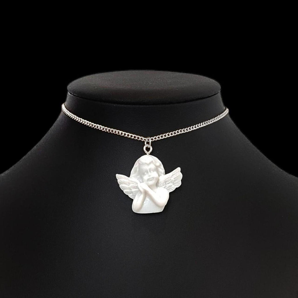 Cherub Angel Sculpture Necklace - Gold or Silver