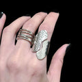 Hammered Long Wrap Ring - Stainless Steel