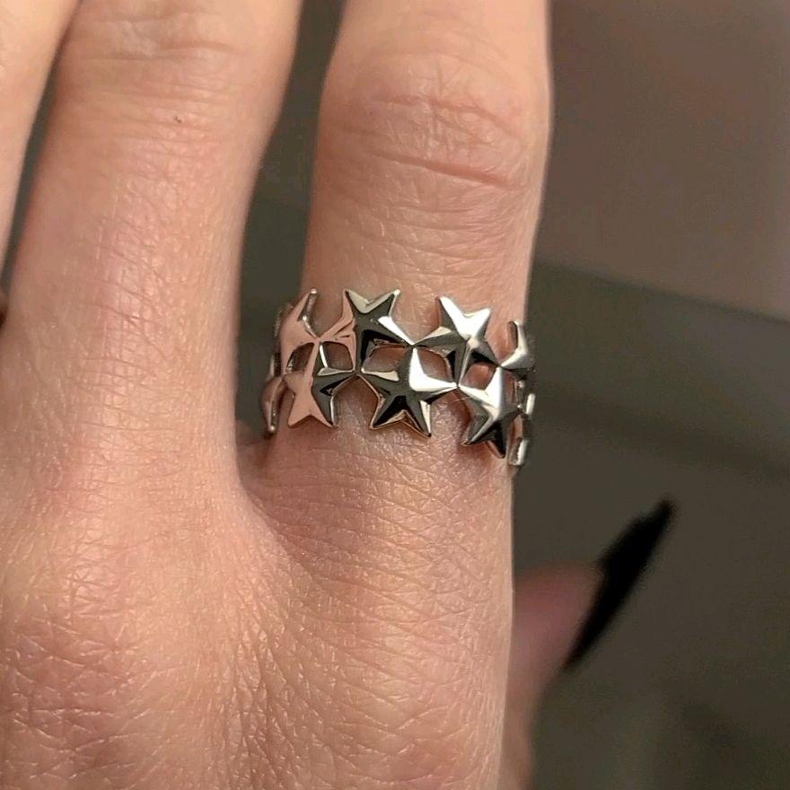Silver Stars Ring - Stainless Steel (adjustable size)