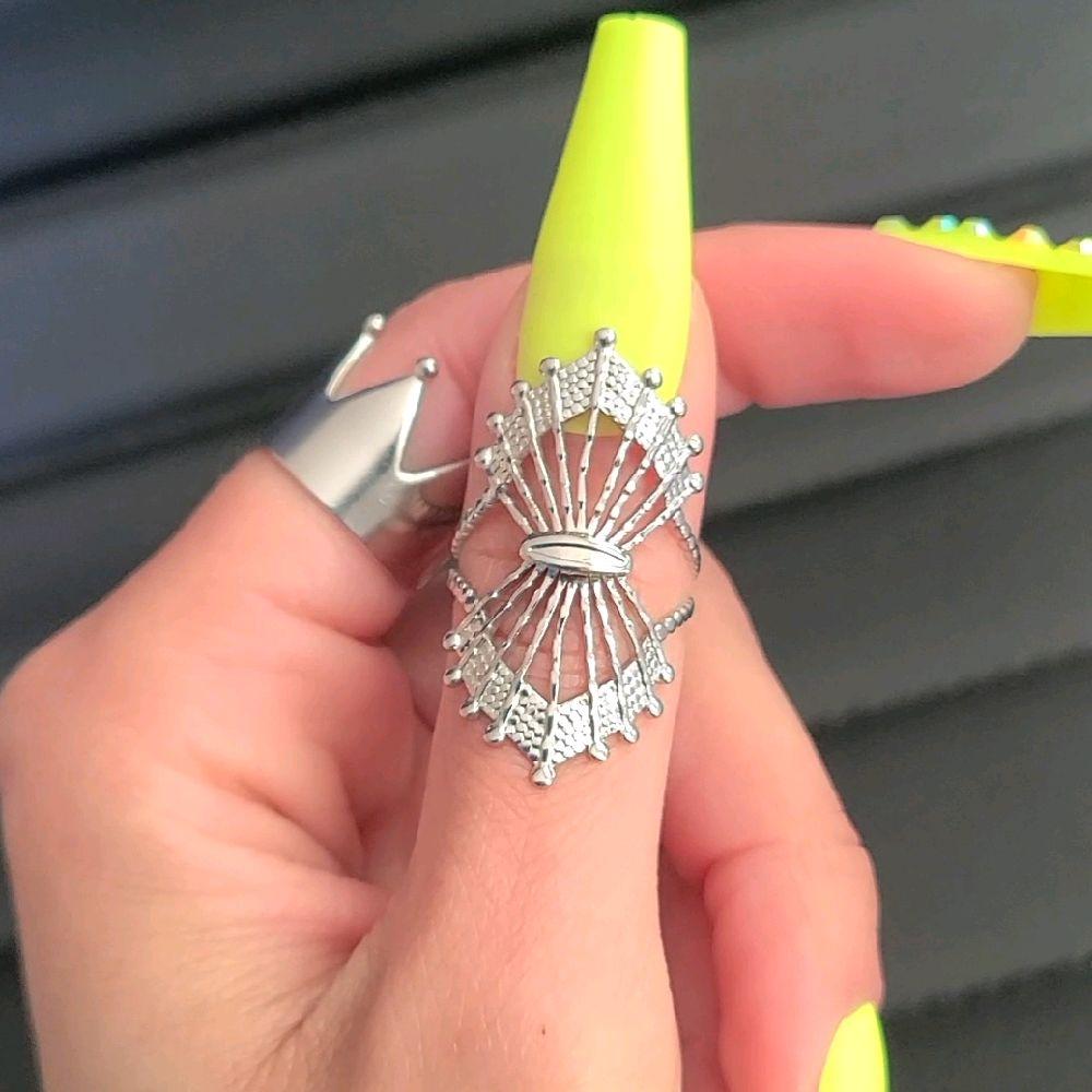 SILVER STAINLESS STEEL STATEMENT RING (Adjustable Size)
