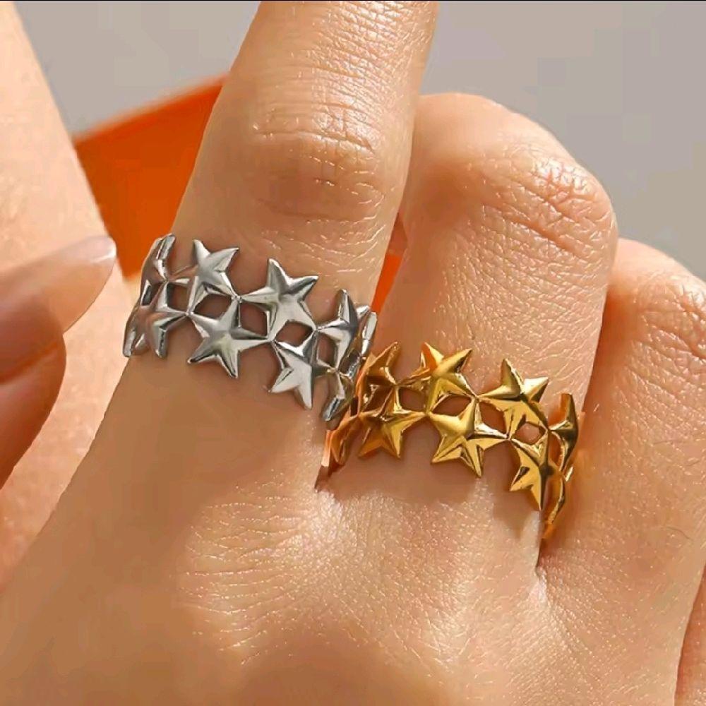 Silver Stars Ring - Stainless Steel (adjustable size)