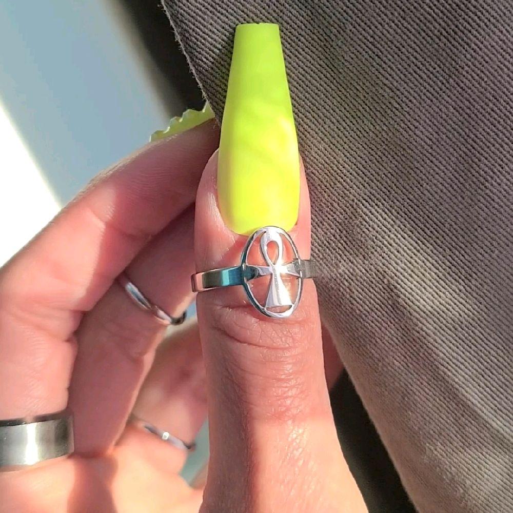 Silver Ankh Ring - Stainless Steel (Adjustable Size)