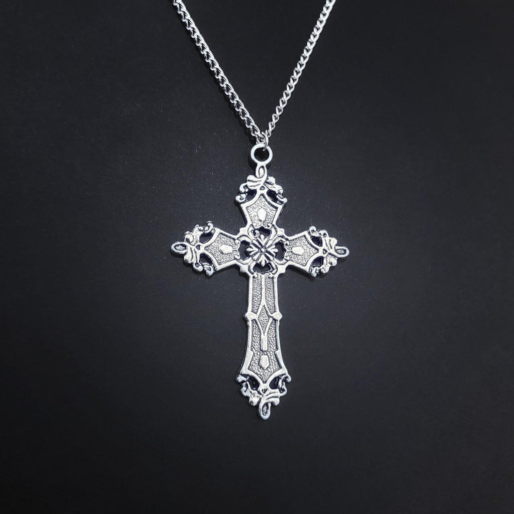 18" Silver Cross Necklace 021