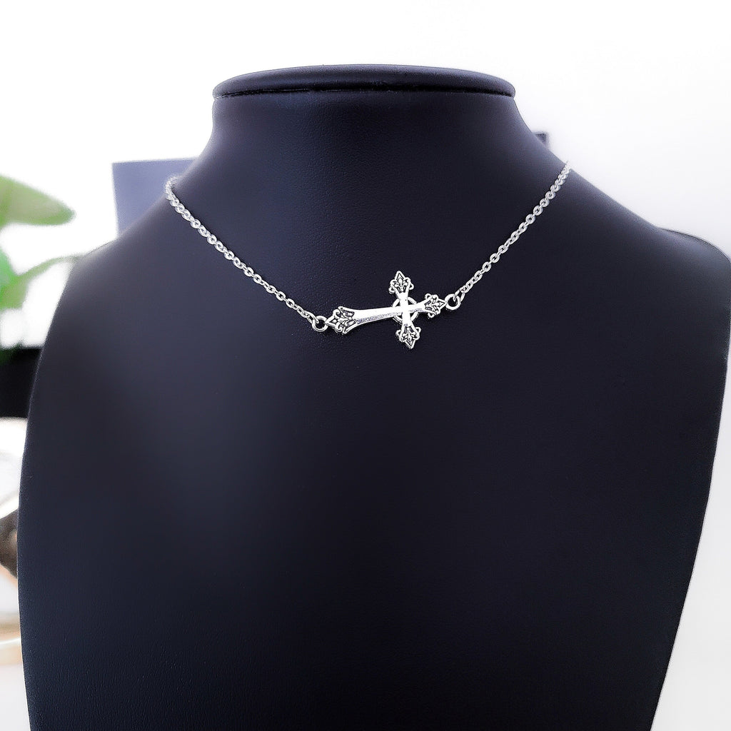 Sideways Cross Necklace 012