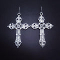 Gothic Silver Cross Earrings 021