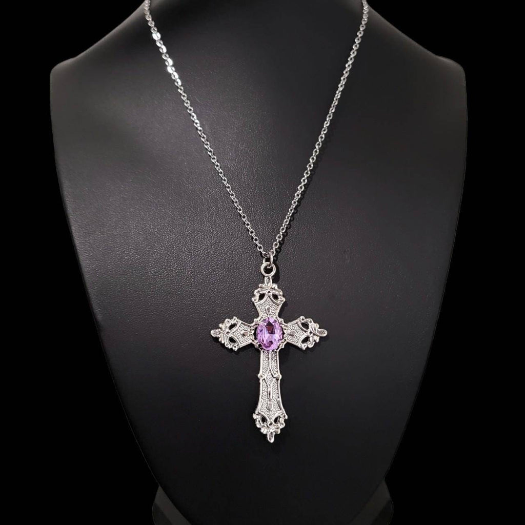18" Cross Necklace 021-LT PURPLE