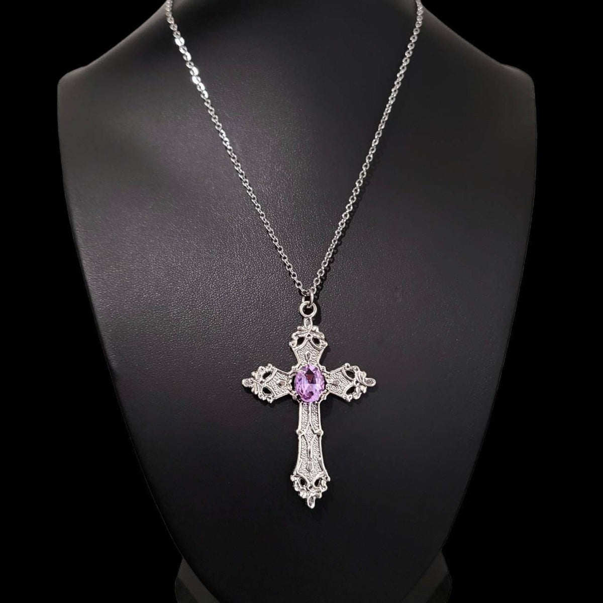 18" Cross Necklace 021-LT PURPLE
