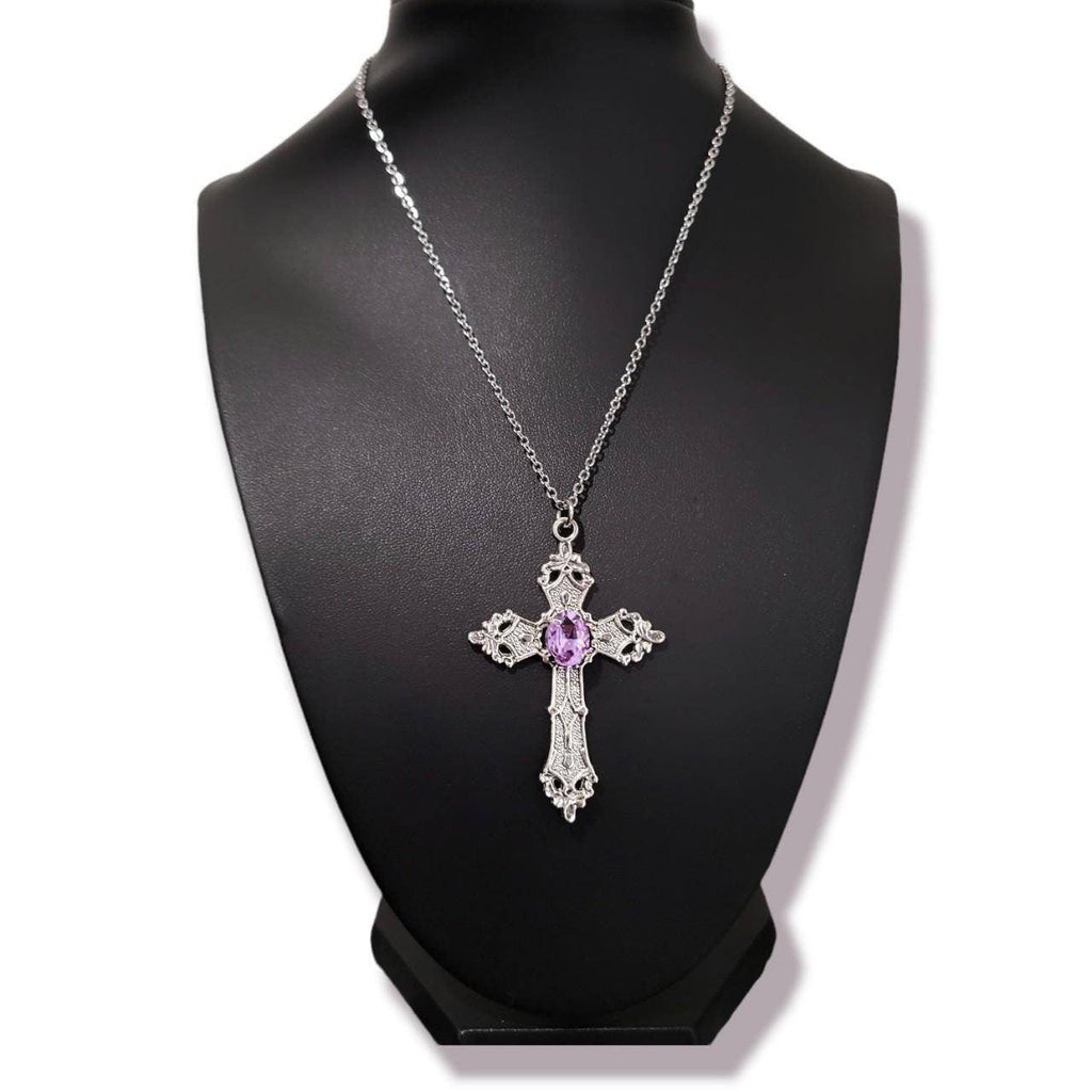 18" Cross Necklace 021-LT PURPLE