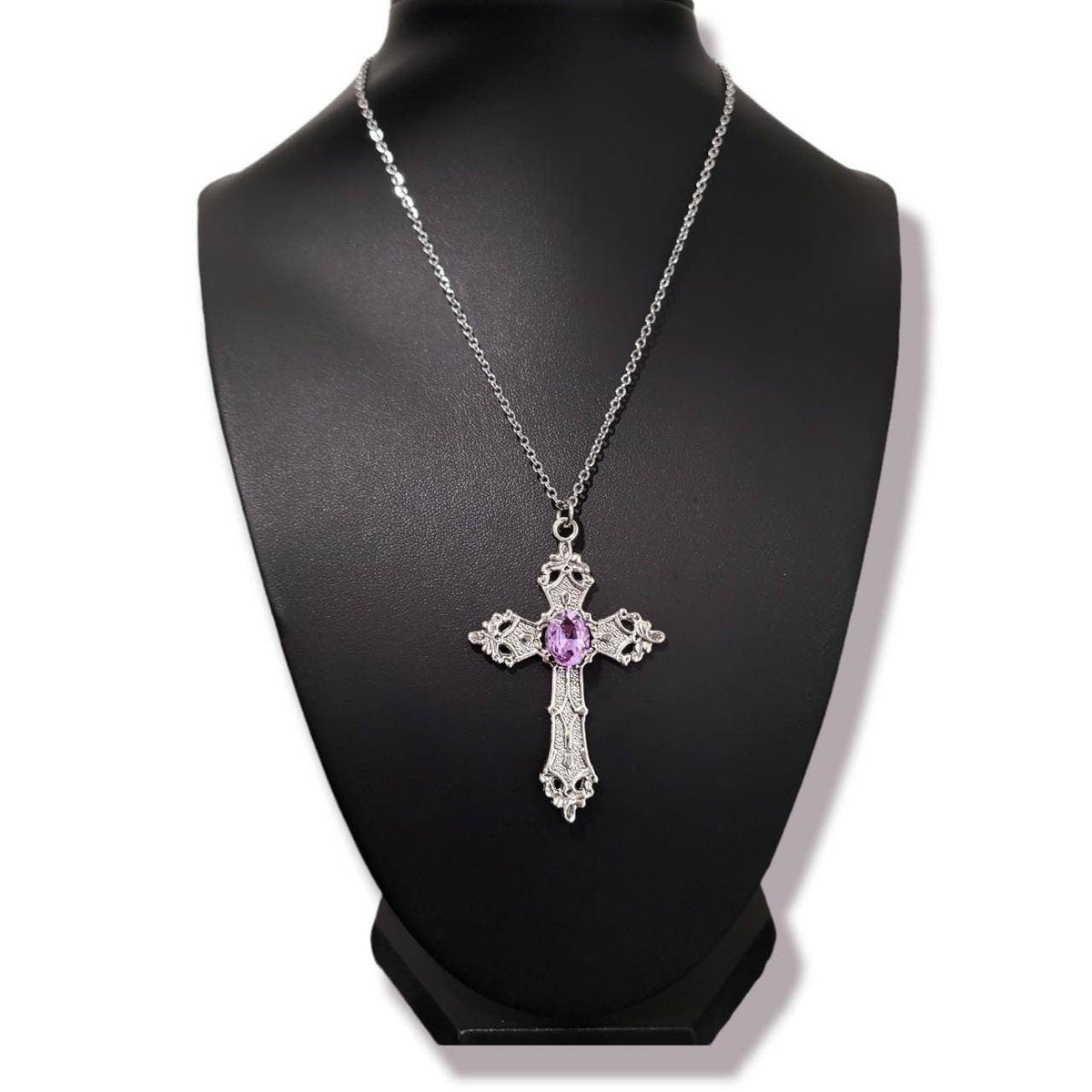 18" Cross Necklace 021-LT PURPLE