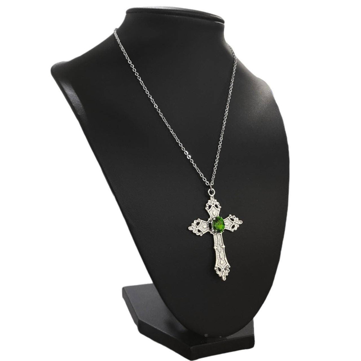 18" Gothic Cross Necklace 021-GREEN