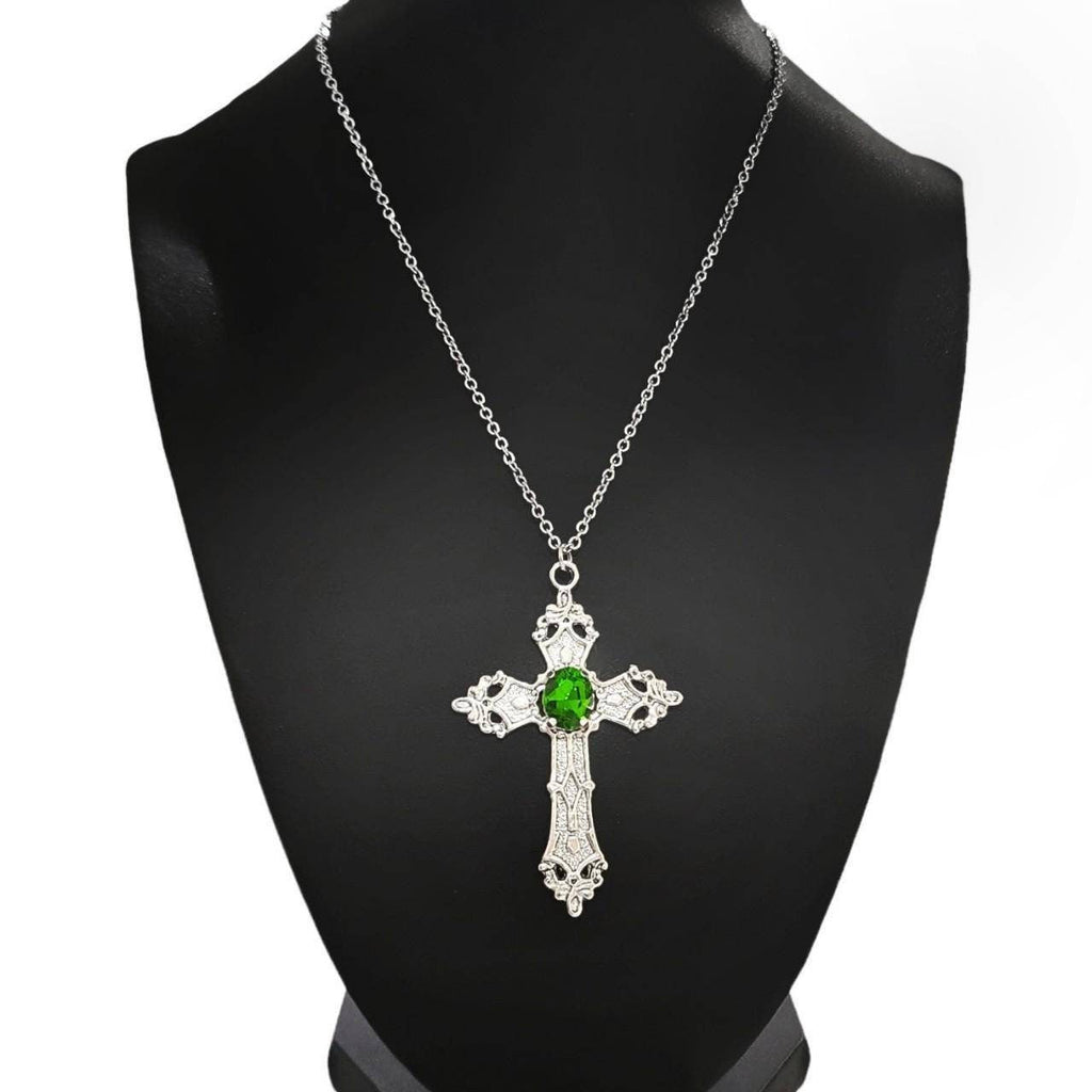 18" Gothic Cross Necklace 021-GREEN