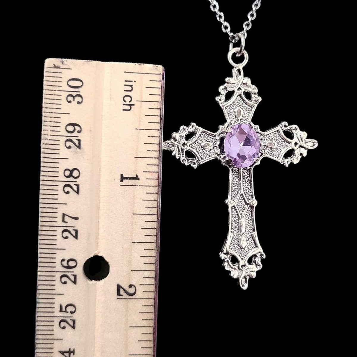 18" Cross Necklace 021-LT PURPLE