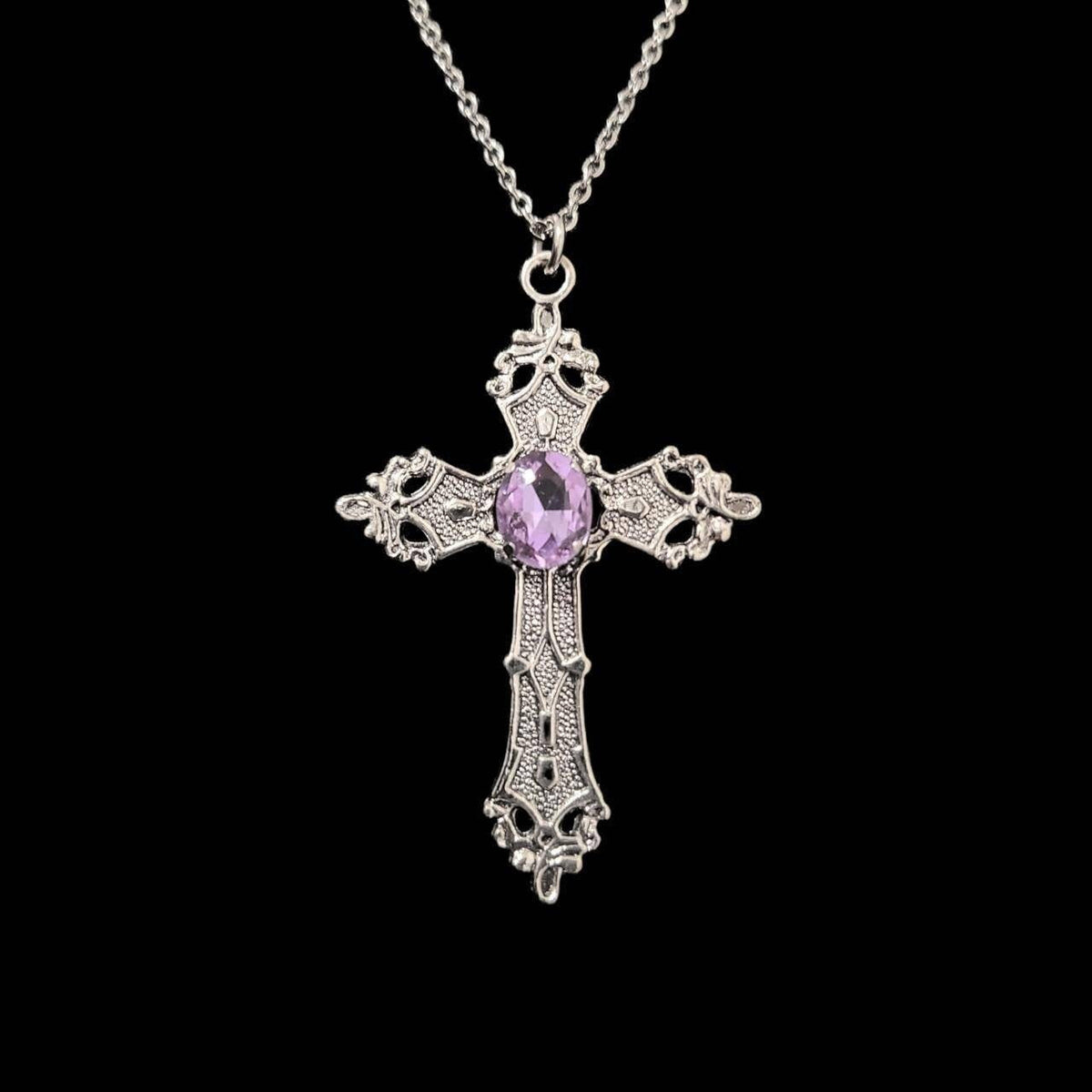 18" Cross Necklace 021-LT PURPLE