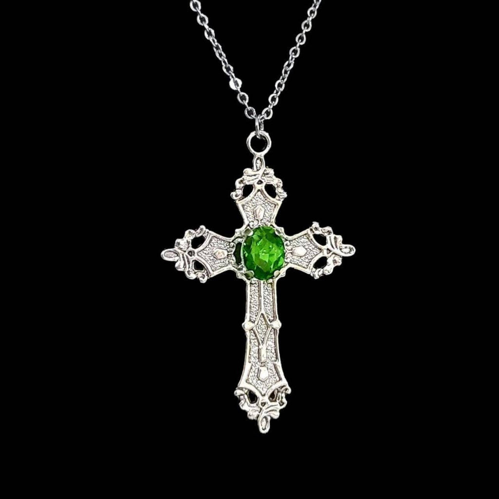 18" Gothic Cross Necklace 021-GREEN