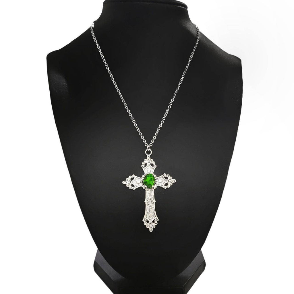 18" Gothic Cross Necklace 021-GREEN