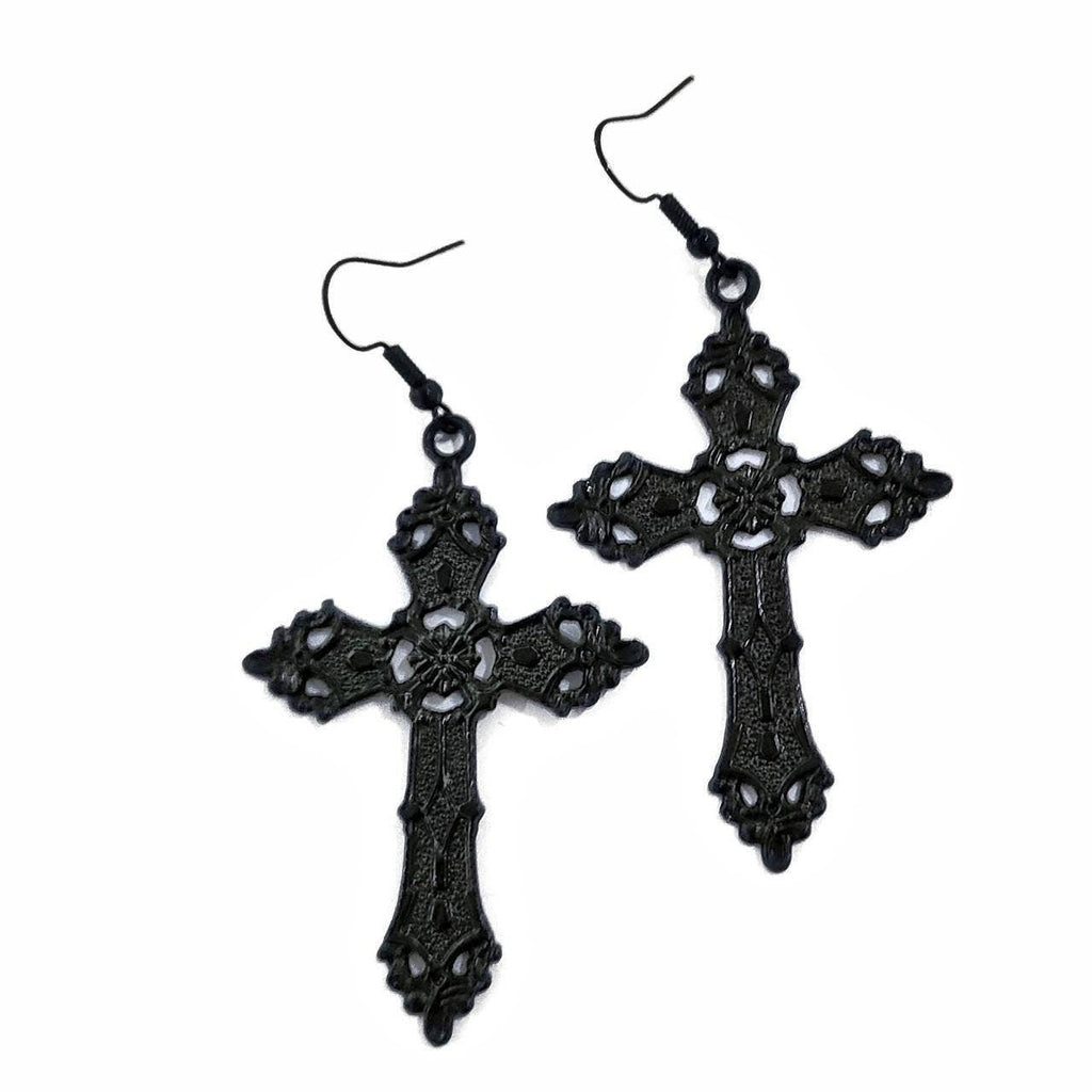 Black Maude Cross Earrings 021
