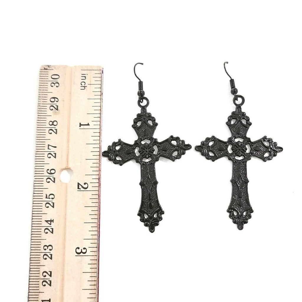Black Maude Cross Earrings 021