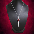 Red Crystal Heart Sword Necklace 007 - Silver
