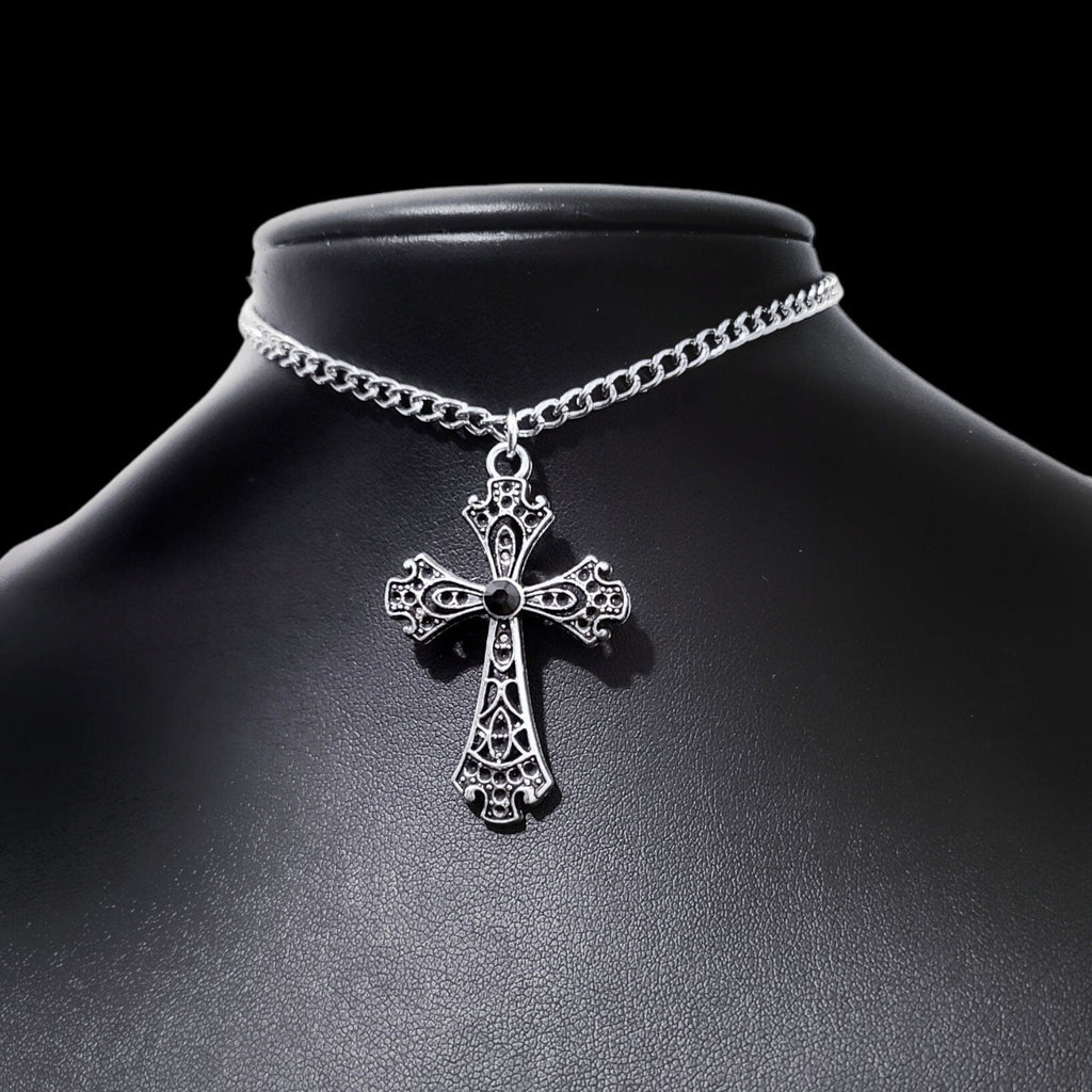 Gothic Cross Choker 023-Black