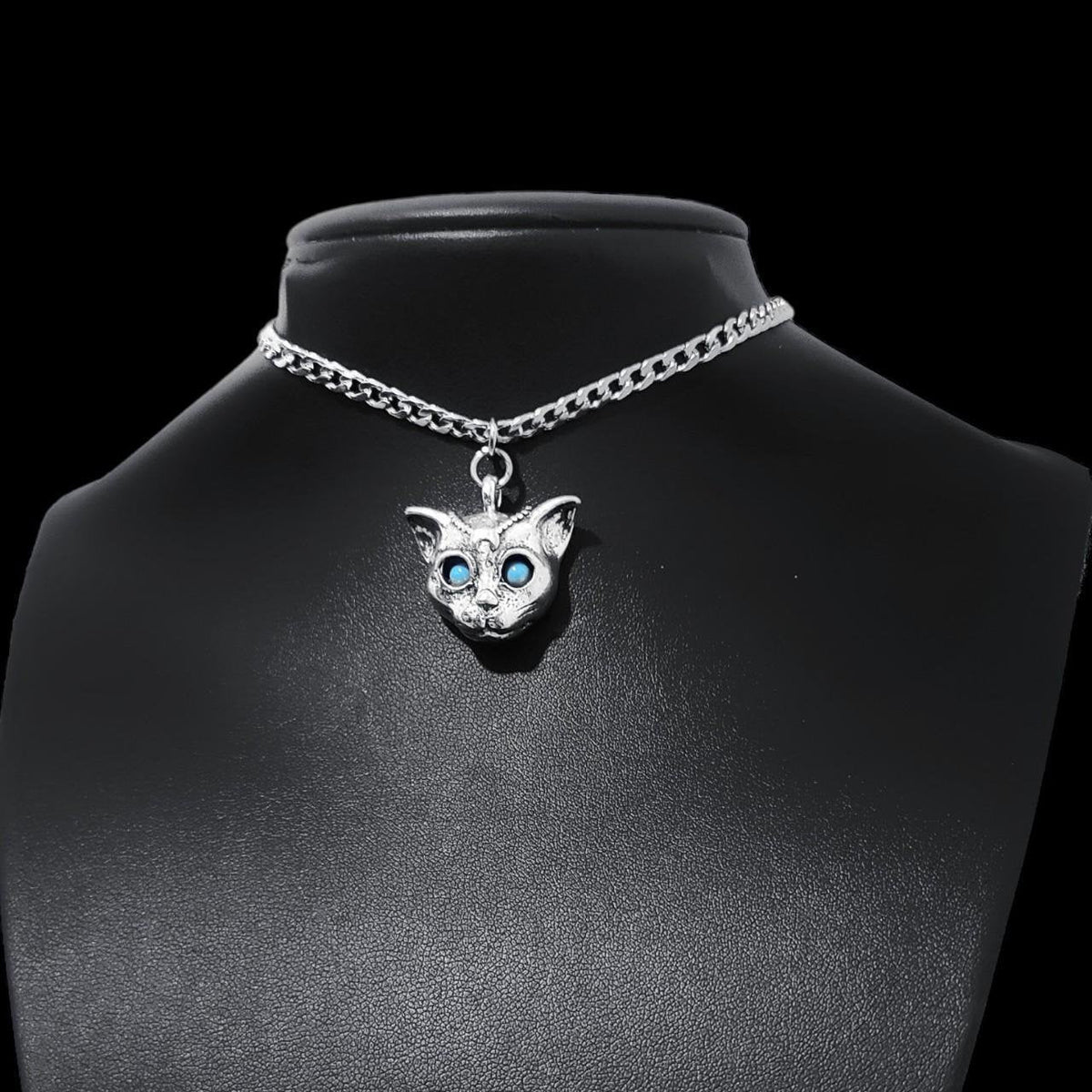 Silver Sphinx Cat Choker Necklace