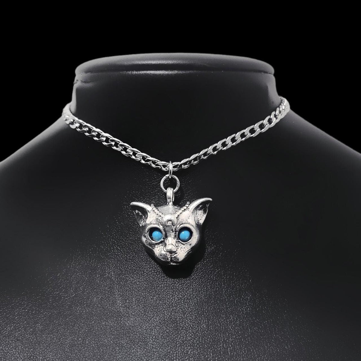 Silver Sphinx Cat Choker Necklace