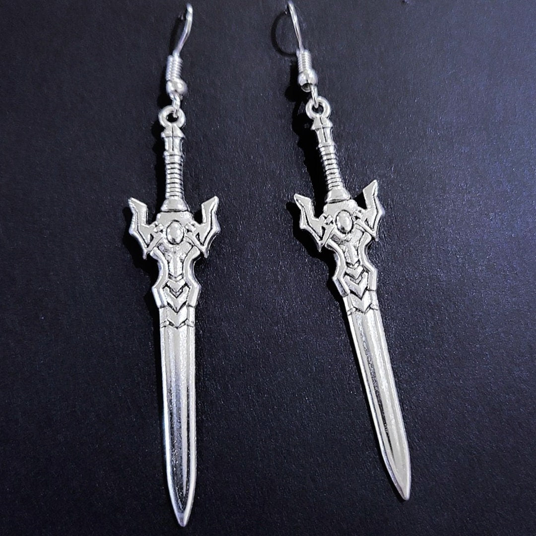 Silver Sword Earrings 007