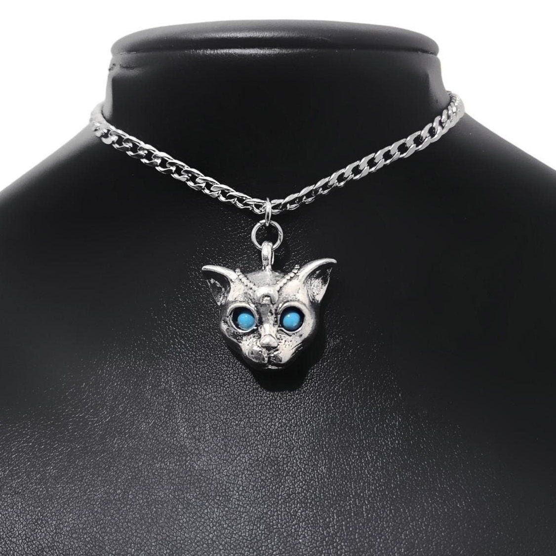 Silver Sphinx Cat Choker Necklace