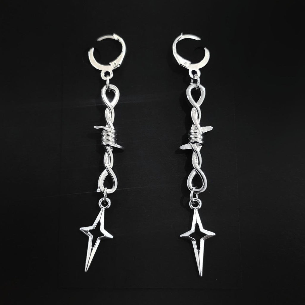 Barb Wire Star Drop Earrings